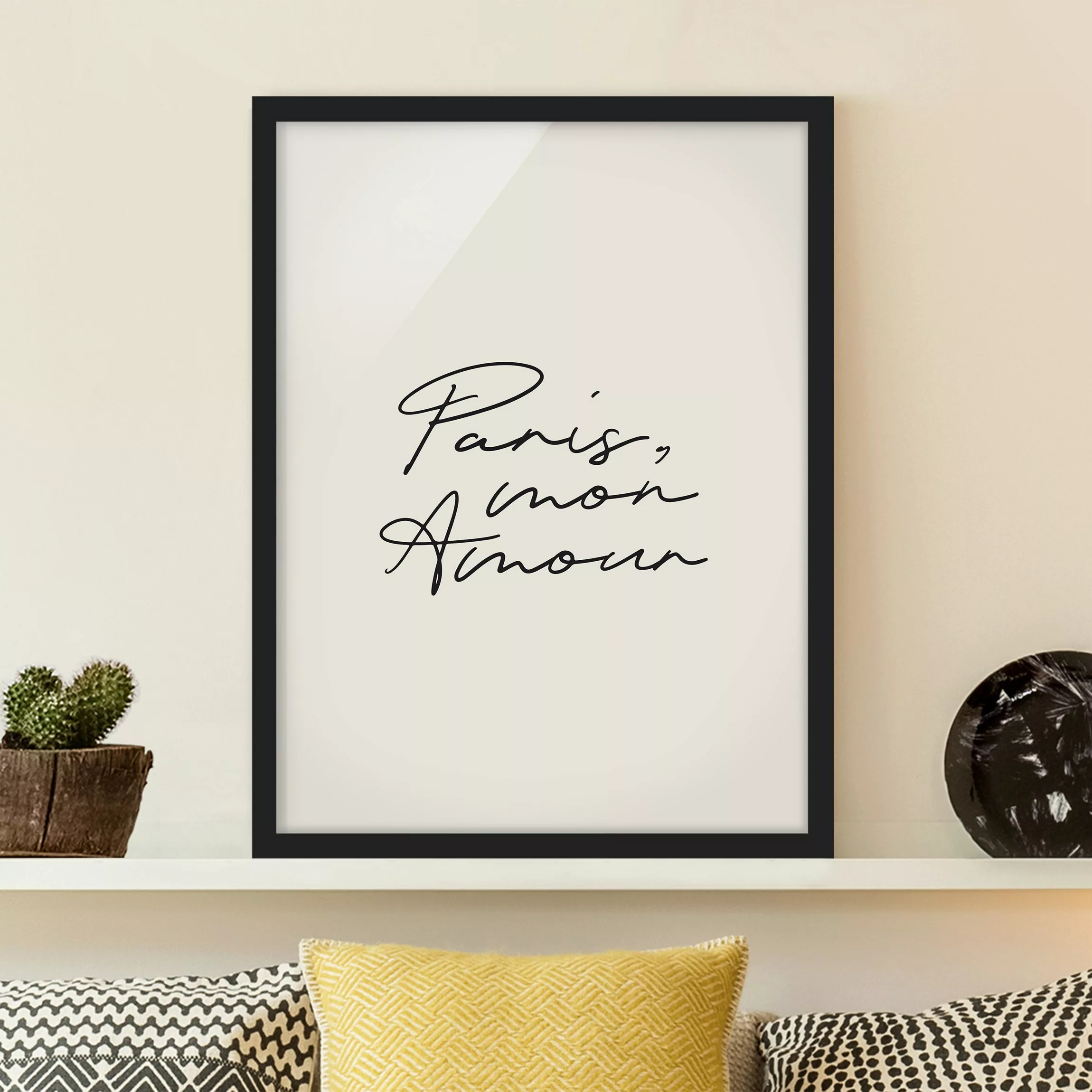 Bild mit Rahmen Spruch Paris mon Amour günstig online kaufen