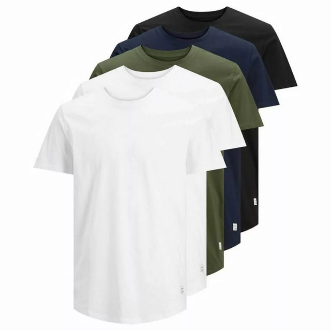 Jack & Jones Herren Rundhals T-Shirt JJENOA Regular Fit 5er Pack günstig online kaufen