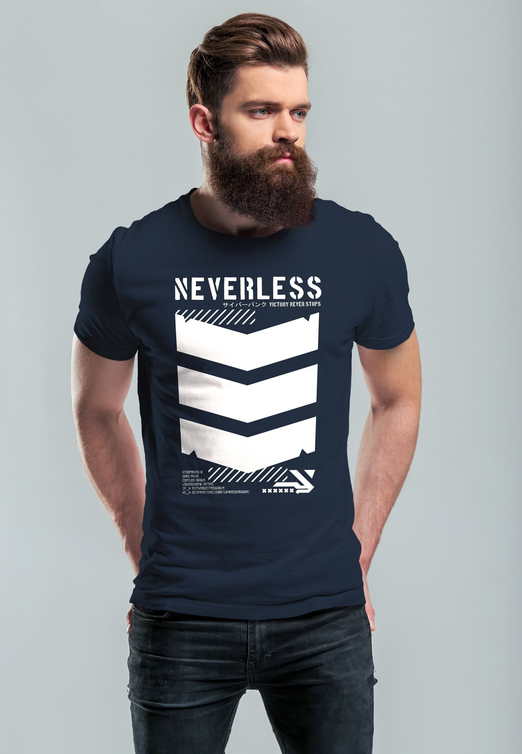 Neverless Print-Shirt Herren T-Shirt Techwear Trend günstig online kaufen