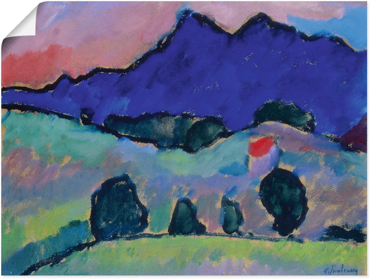 Artland Kunstdruck »Blauer Berg. 1910«, Felder, (1 St.), als Leinwandbild, günstig online kaufen