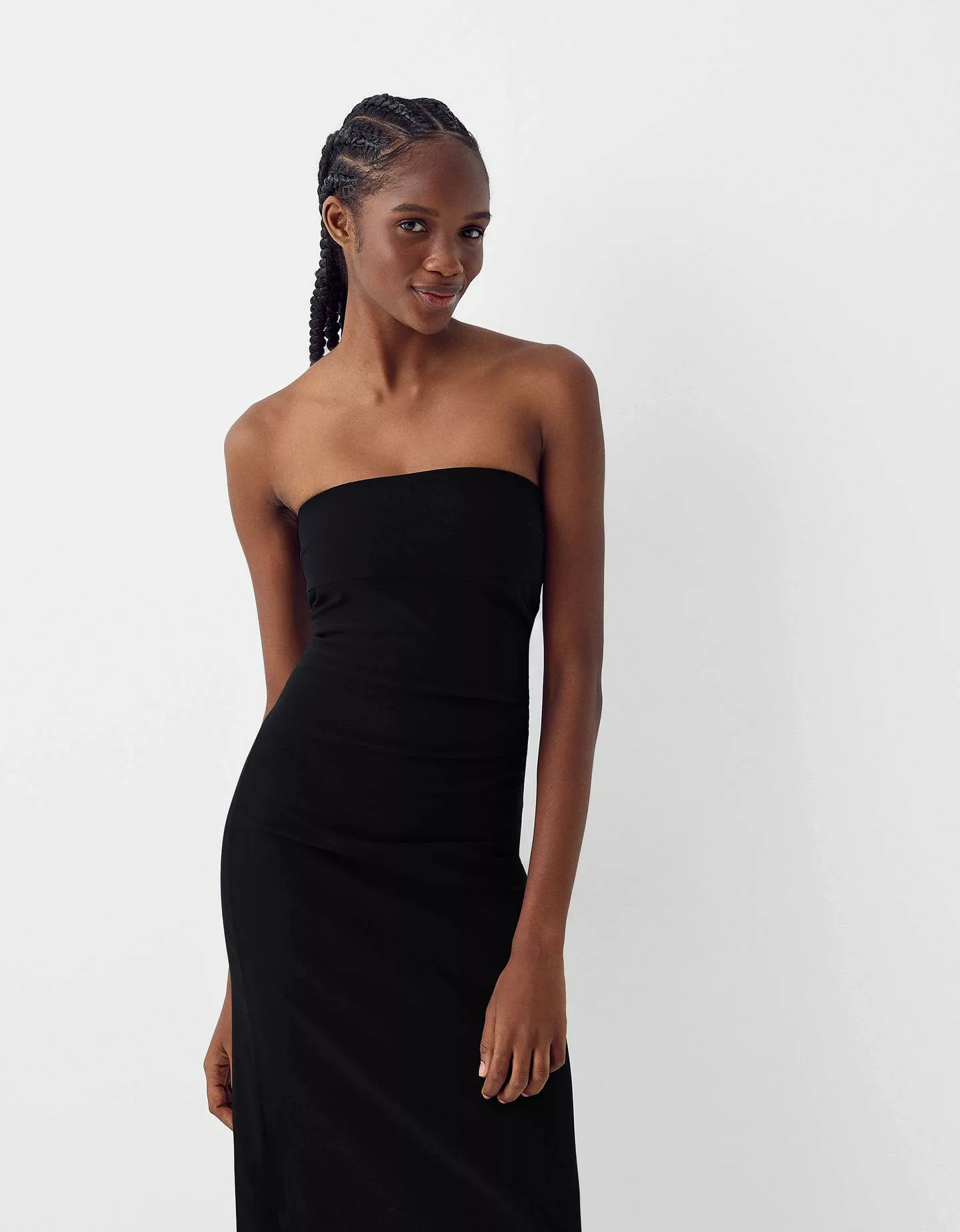 Bershka Bandeau-Midikleid Damen L Schwarz günstig online kaufen