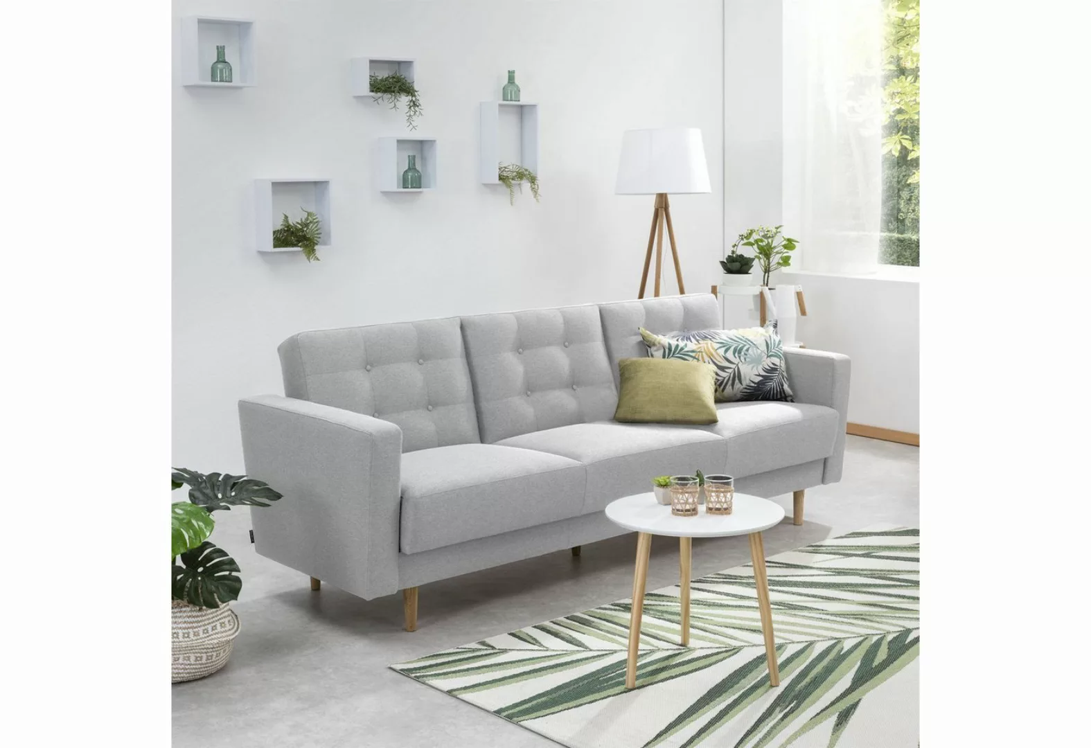 58 aufm Kessel Sofa 3-Sitzer mit Bettfunktion Kaisa Bezug Flachgewebe Esche günstig online kaufen