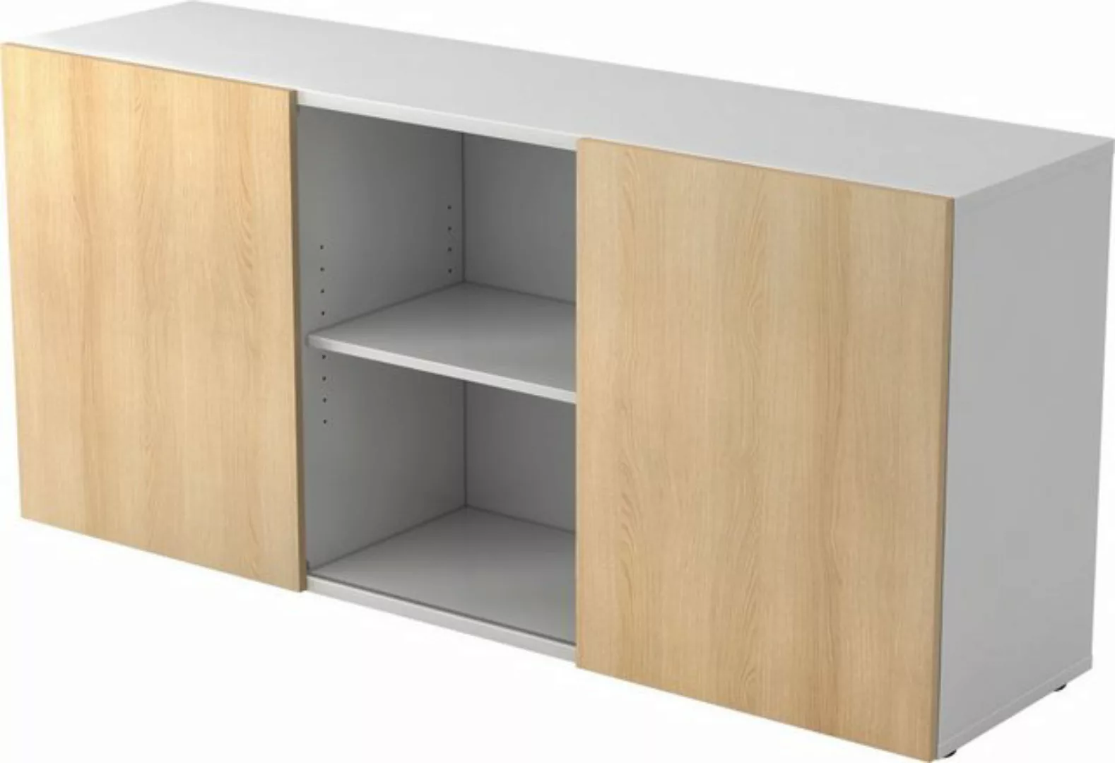 Aktenschrank Sideboard 2 OH BxTXH 160x42x74,8cm Schiebetüren Graphit/Silber günstig online kaufen