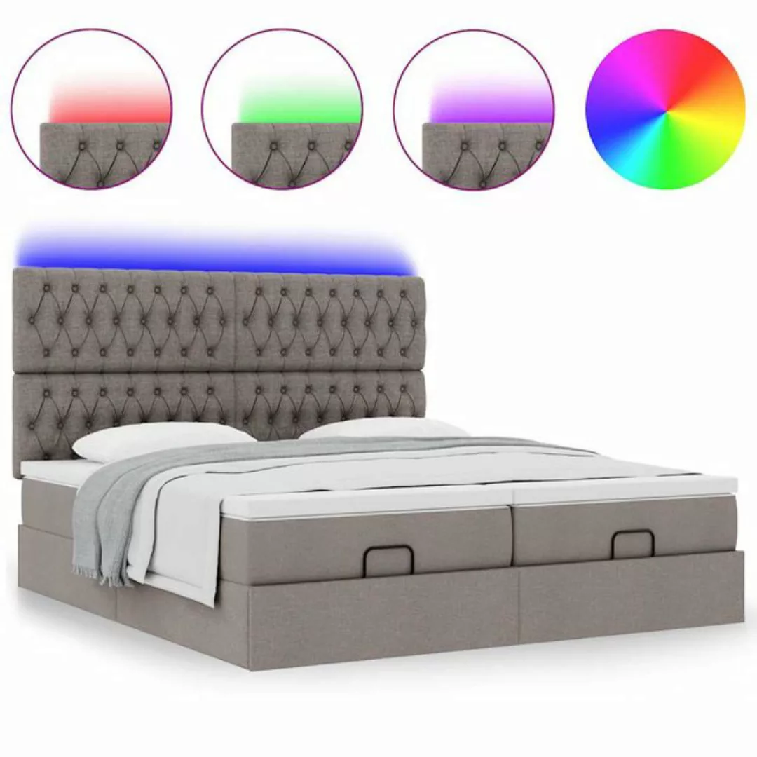 vidaXL Bett Ottoman-Bett mit Matratzen & LEDs Taupe 200x200 cm Stoff günstig online kaufen