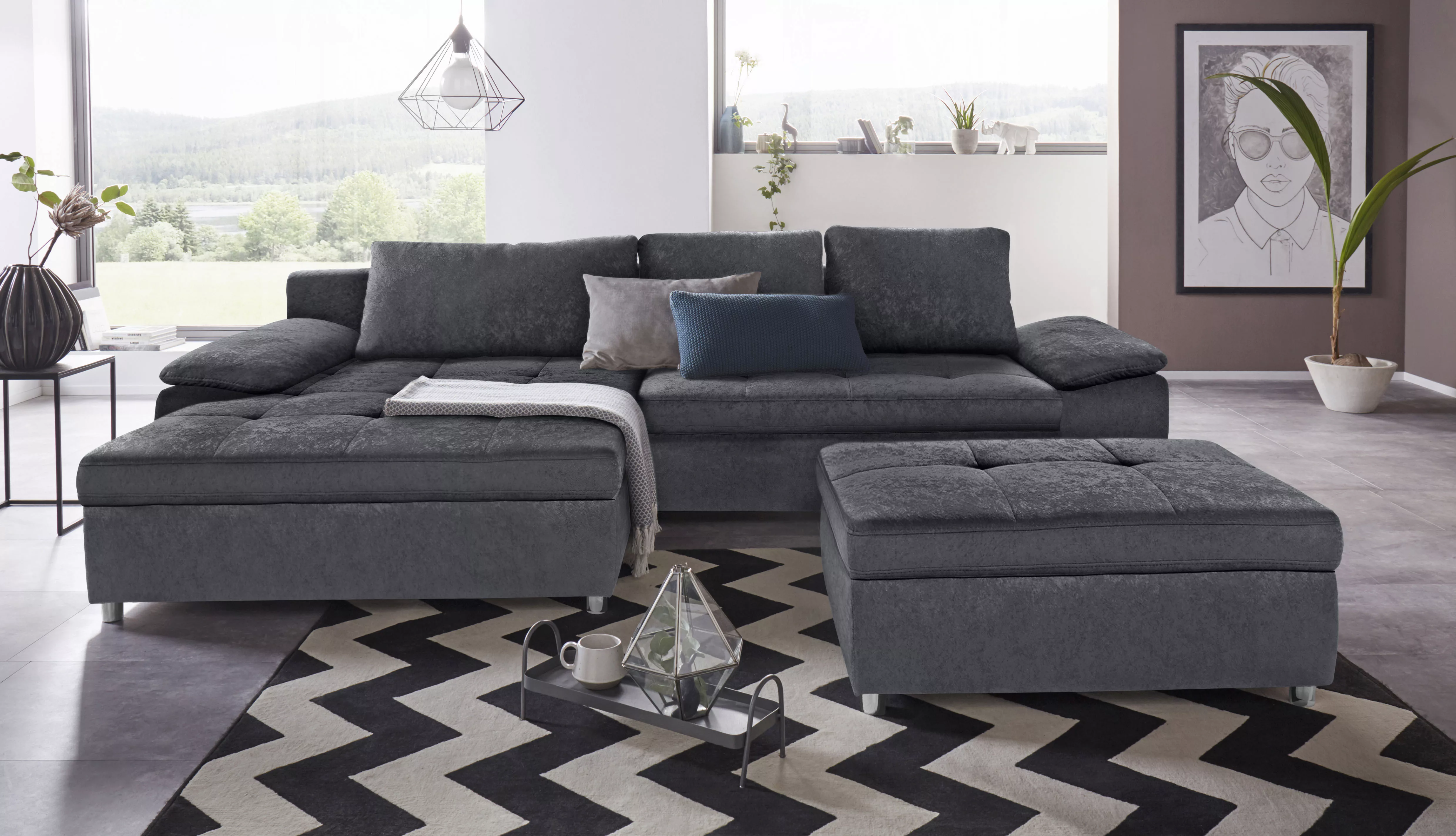 sit&more Ecksofa "Labene L-Form", wahlweise mit Bettfunktion und Bettkasten günstig online kaufen