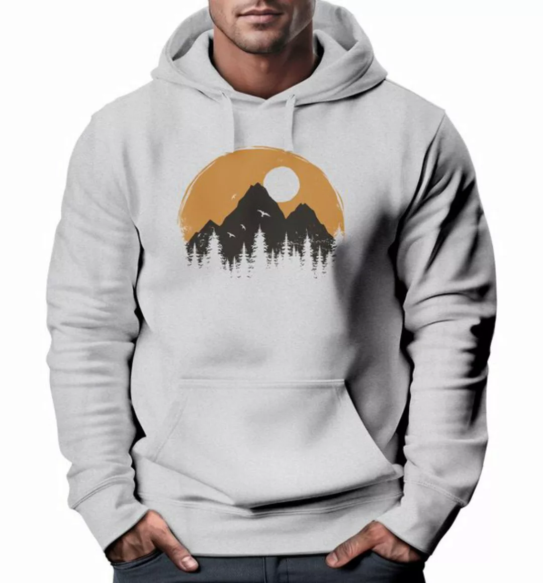 Neverless Hoodie Hoodie Herren Outdoor Print Natural Badge Logo Wandern Kap günstig online kaufen