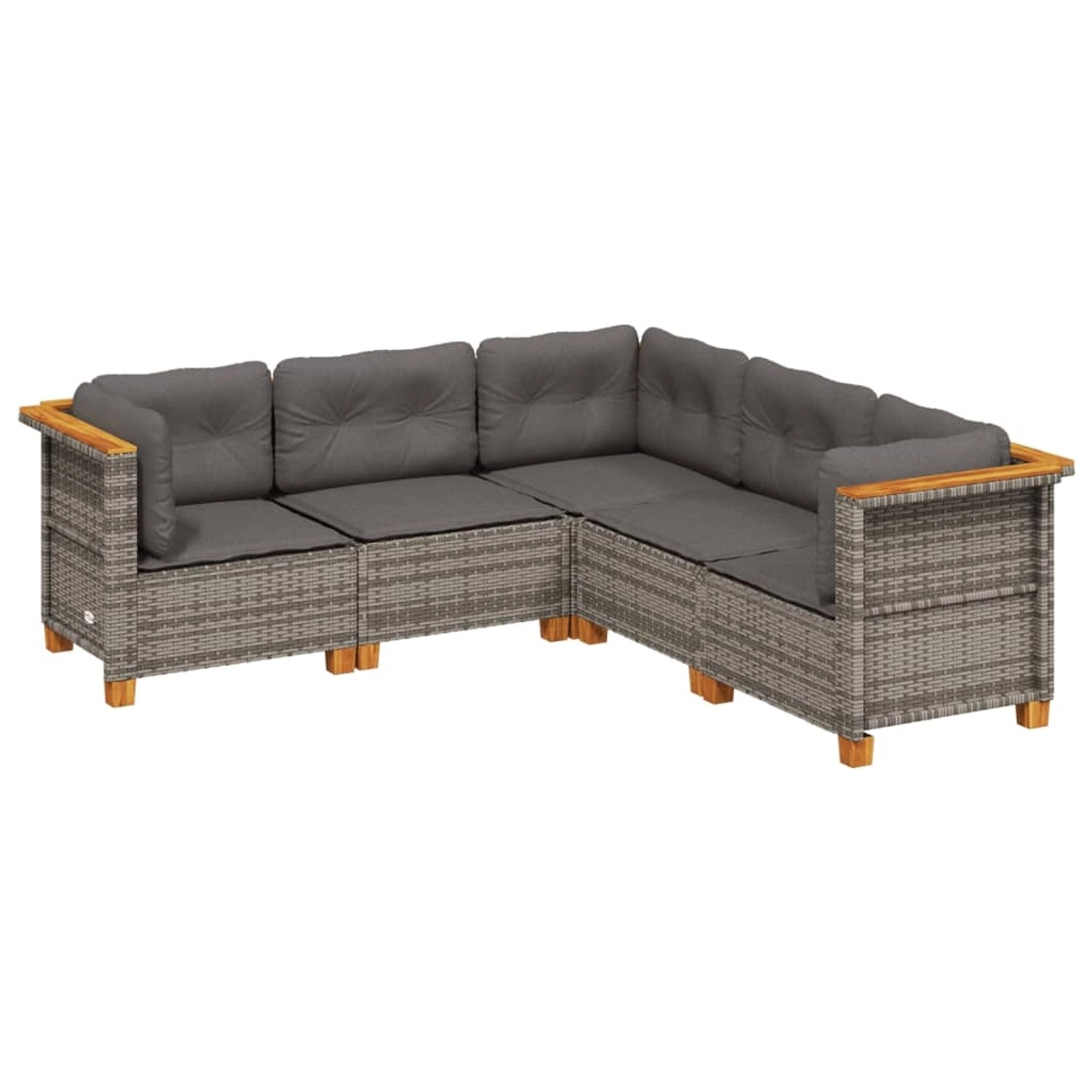 vidaXL 5-Tlg Garten-Sofagarnitur mit Kissen Grau Poly Rattan 3261822 günstig online kaufen