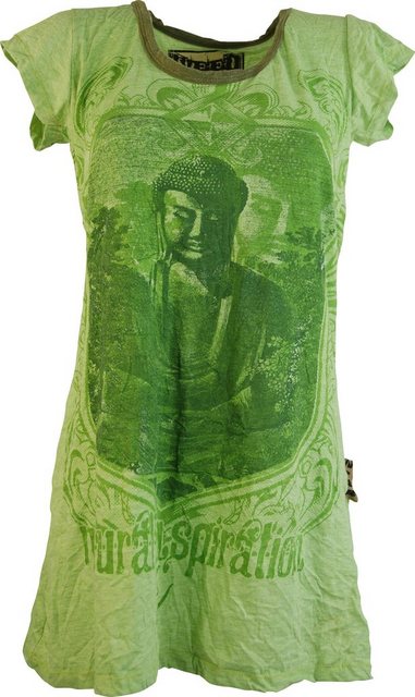Guru-Shop T-Shirt Weed Longshirt, Minikleid - Buddha grün Festival, Goa Sty günstig online kaufen