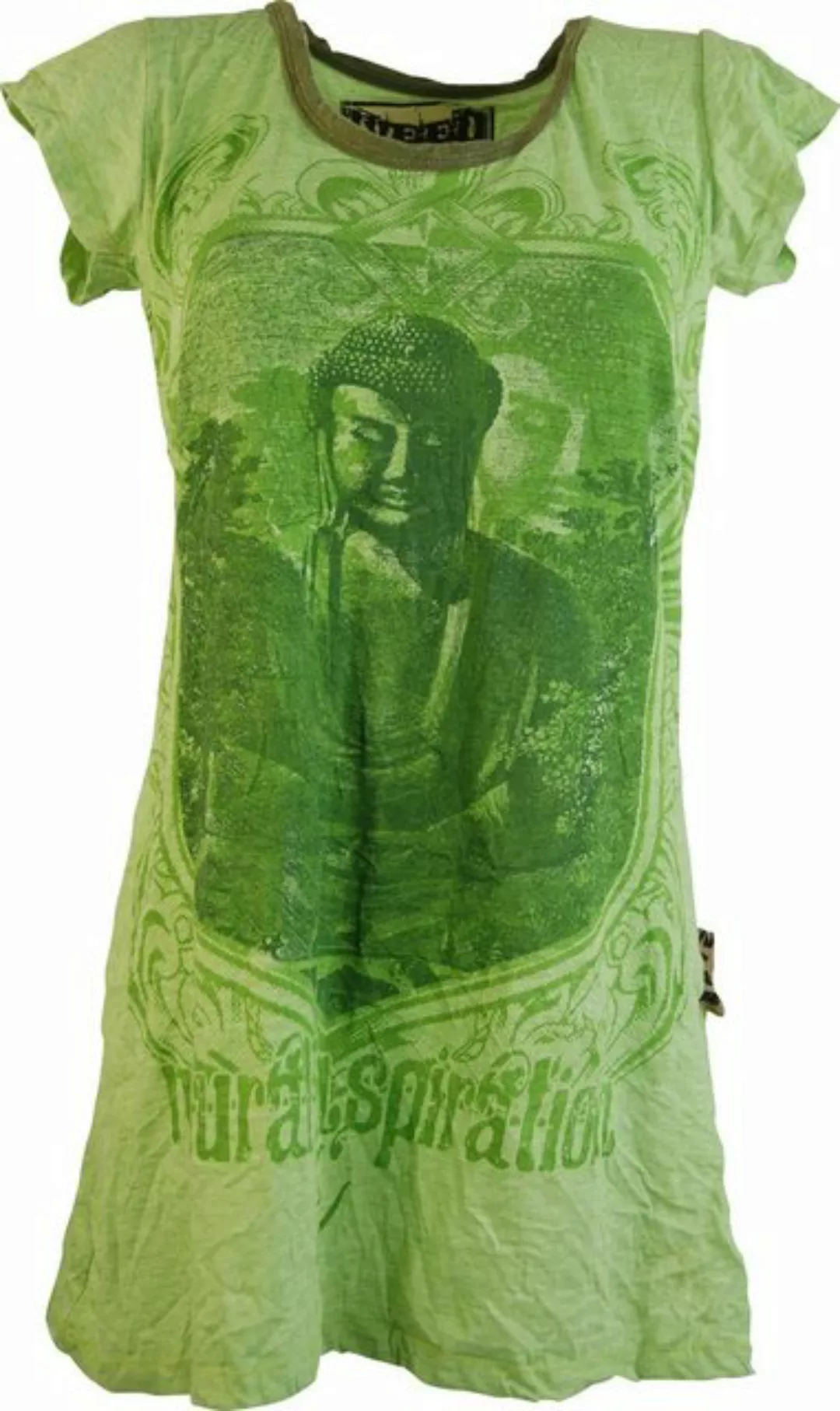 Guru-Shop T-Shirt Weed Longshirt, Minikleid - Buddha grün Festival, Goa Sty günstig online kaufen