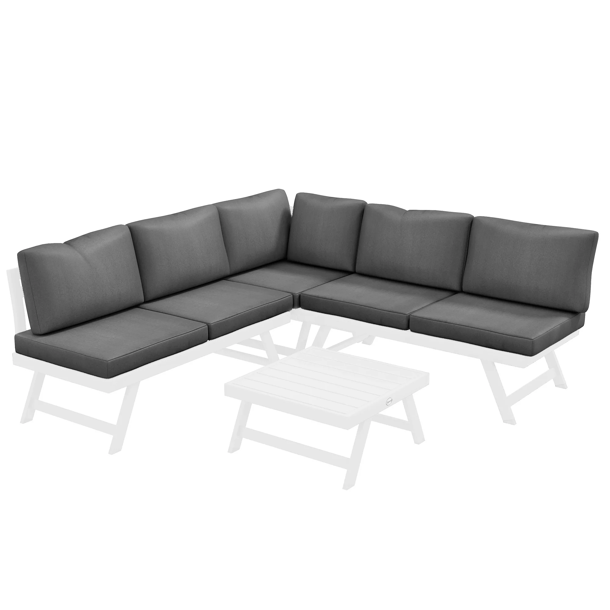 Outsunny 4-tlg. Gartenmöbel-Set, Balkonmöbel-Set mit Ecksofa, Doppelsofa, C günstig online kaufen