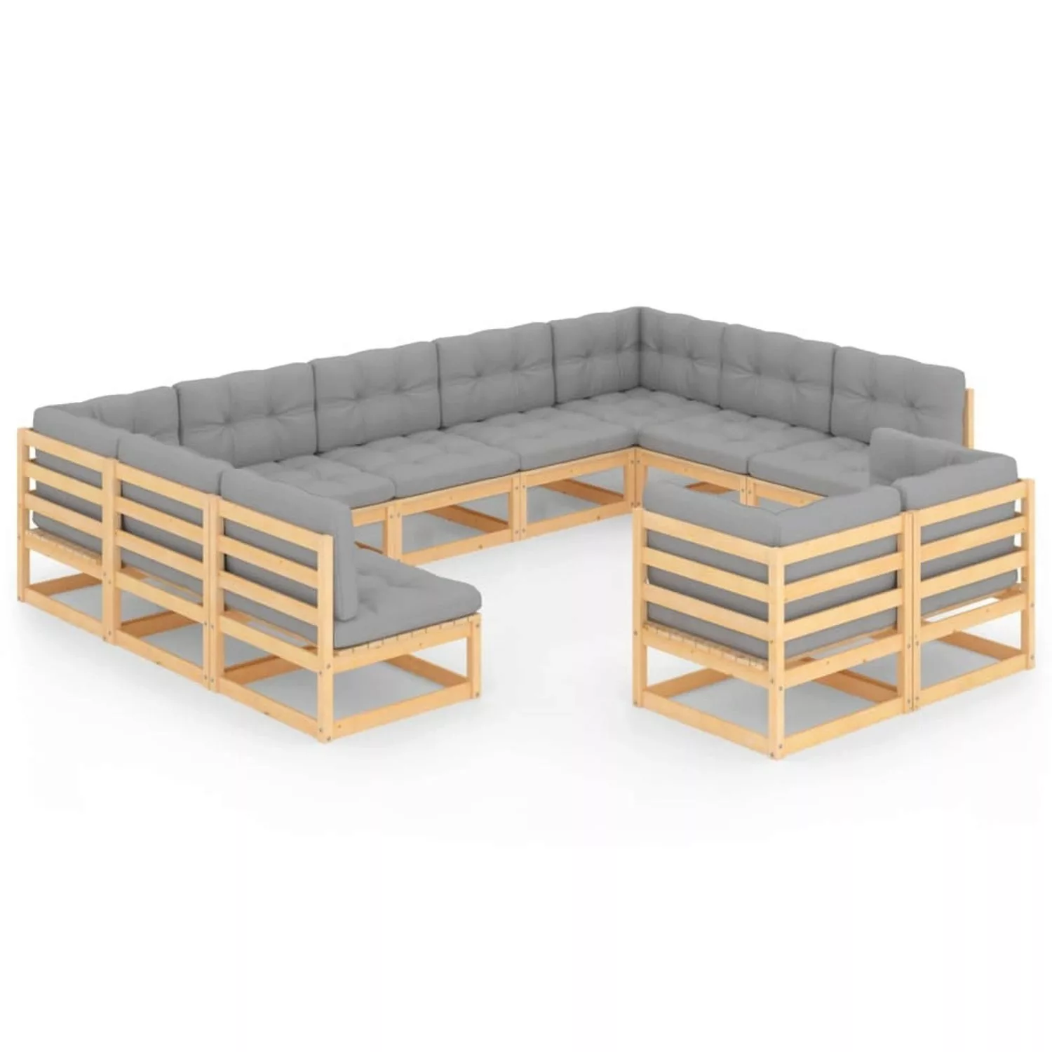 11-tlg. Garten-lounge-set Mit Kissen Kiefer Massivholz günstig online kaufen