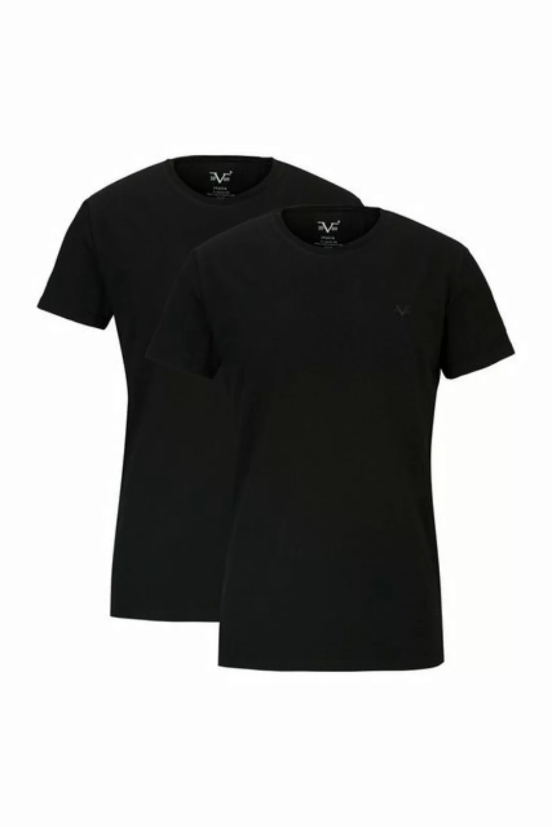 19V69 Italia by Versace T-Shirt Leonardo Rundhals Schwarz/Schwarz 2er-Pack günstig online kaufen