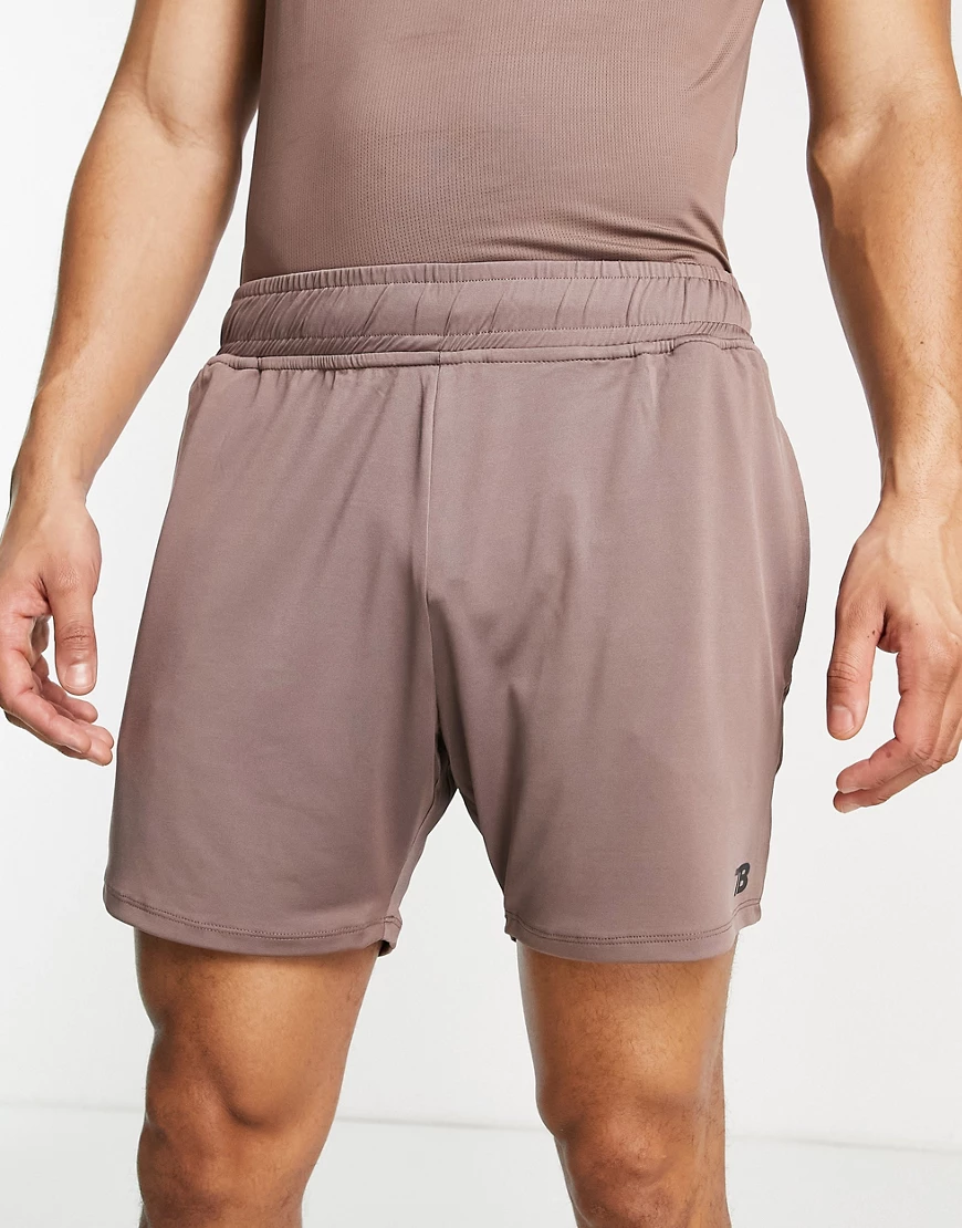 Threadbare – Active – Mittellange Sport-Shorts in dunklem Taupe-Braun günstig online kaufen