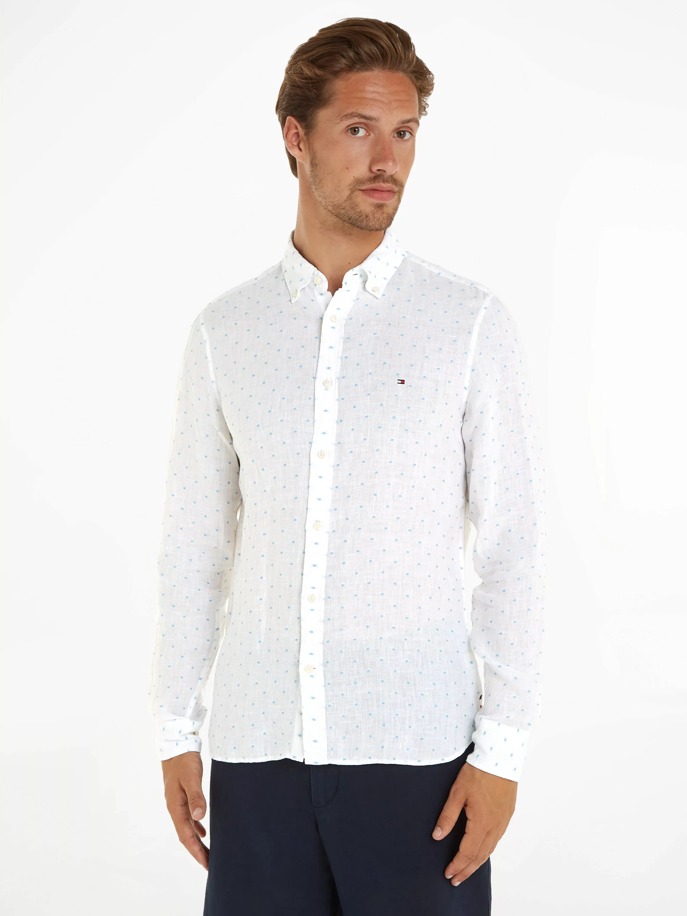 Tommy Hilfiger Langarmhemd LINEN FIL COUPE SF SHIRT modisch gepunktet günstig online kaufen