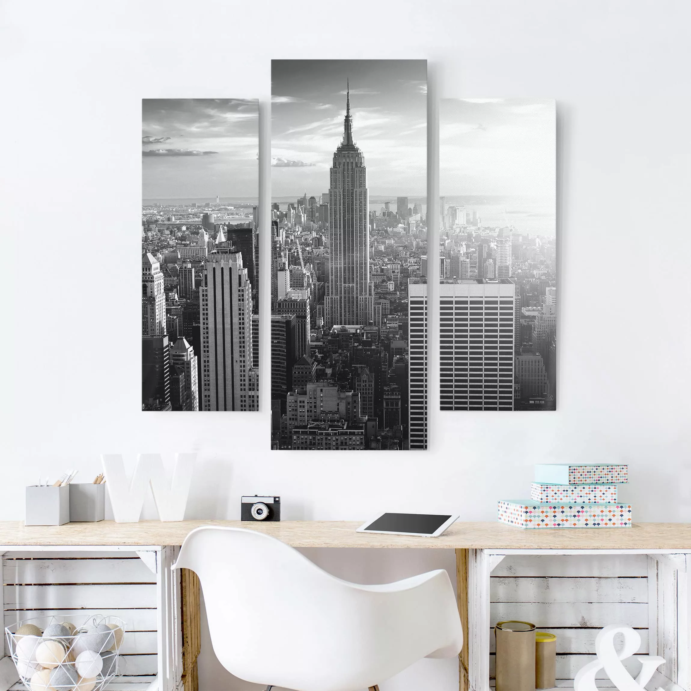 3-teiliges Leinwandbild Architektur & Skyline - Querformat Manhattan Skylin günstig online kaufen