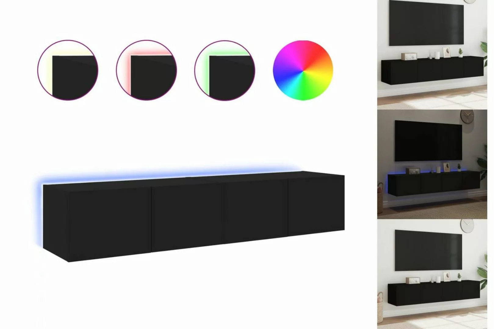 vidaXL TV-Schrank TV-Wandschränke mit LED-Leuchten 2 Stk Schwarz 80x35x31 c günstig online kaufen