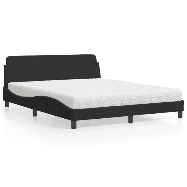 vidaXL Bett, Bett mit Matratze Schwarz 160x200 cm Samt günstig online kaufen