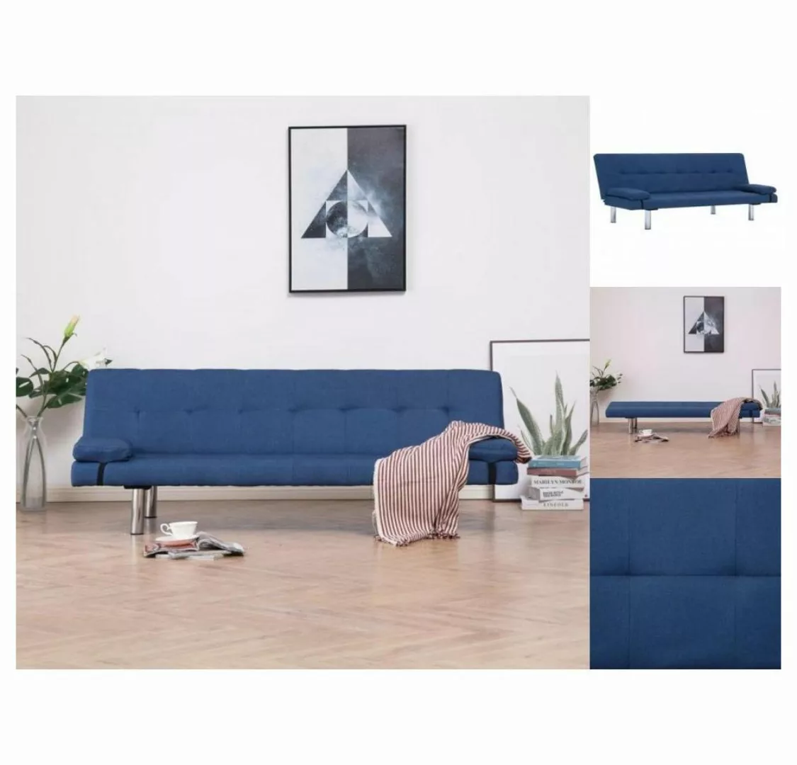 vidaXL Sofa Schlafsofa mit zwei Kissen Blau Polyester günstig online kaufen