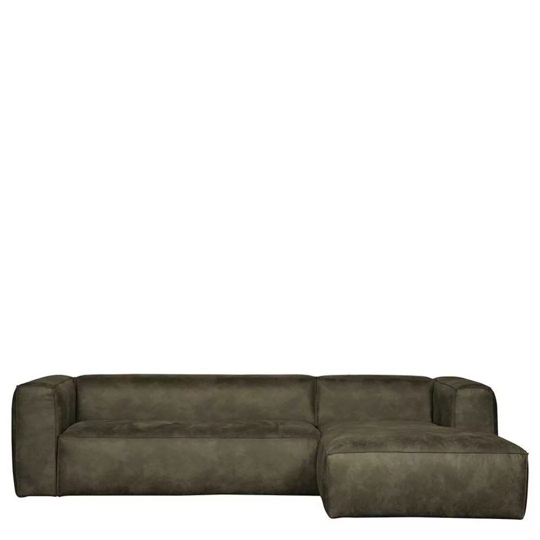 Sofa Rundecke in Olivgrün Recyclingleder 305 cm breit günstig online kaufen