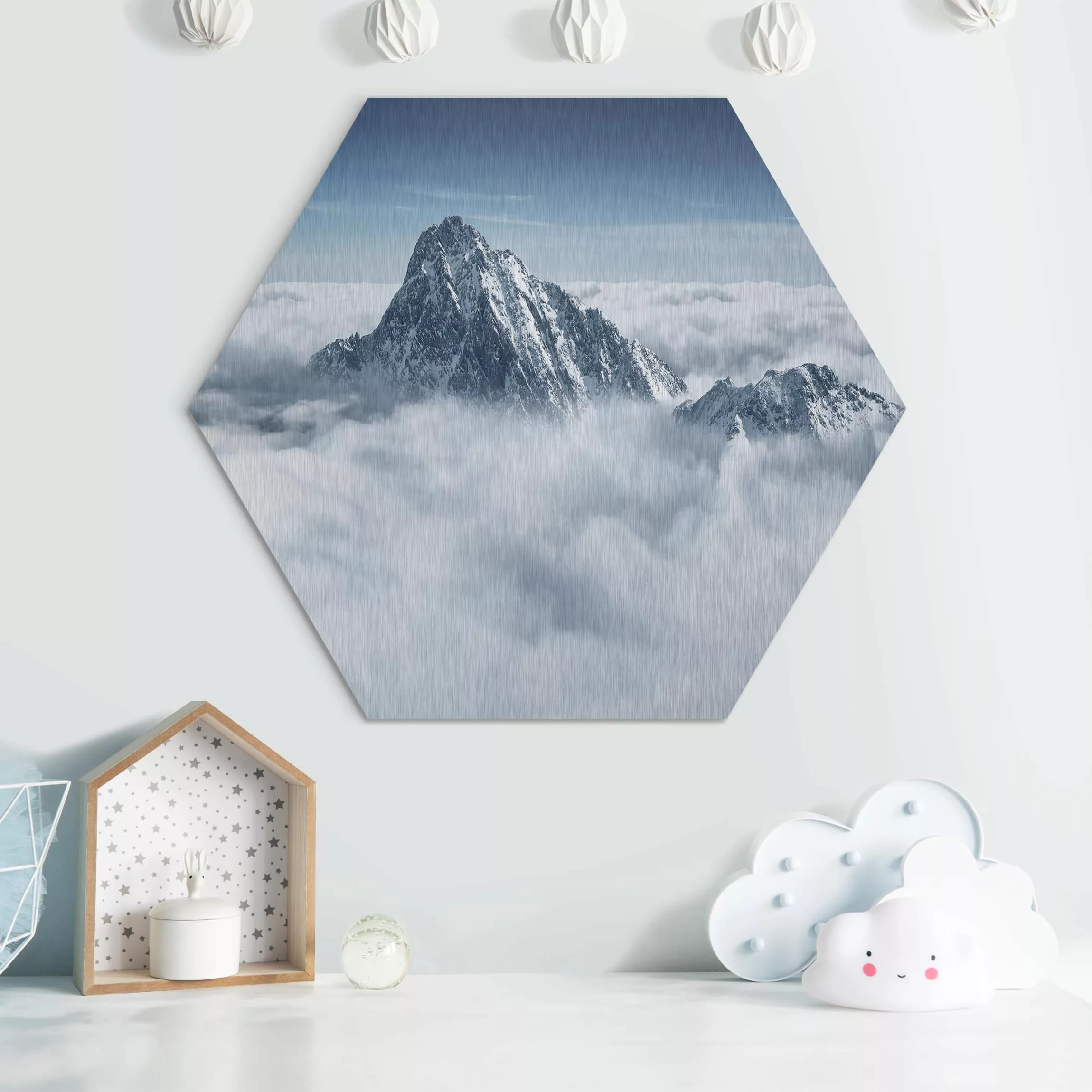 Hexagon-Alu-Dibond Bild Natur & Landschaft Die Alpen über den Wolken günstig online kaufen