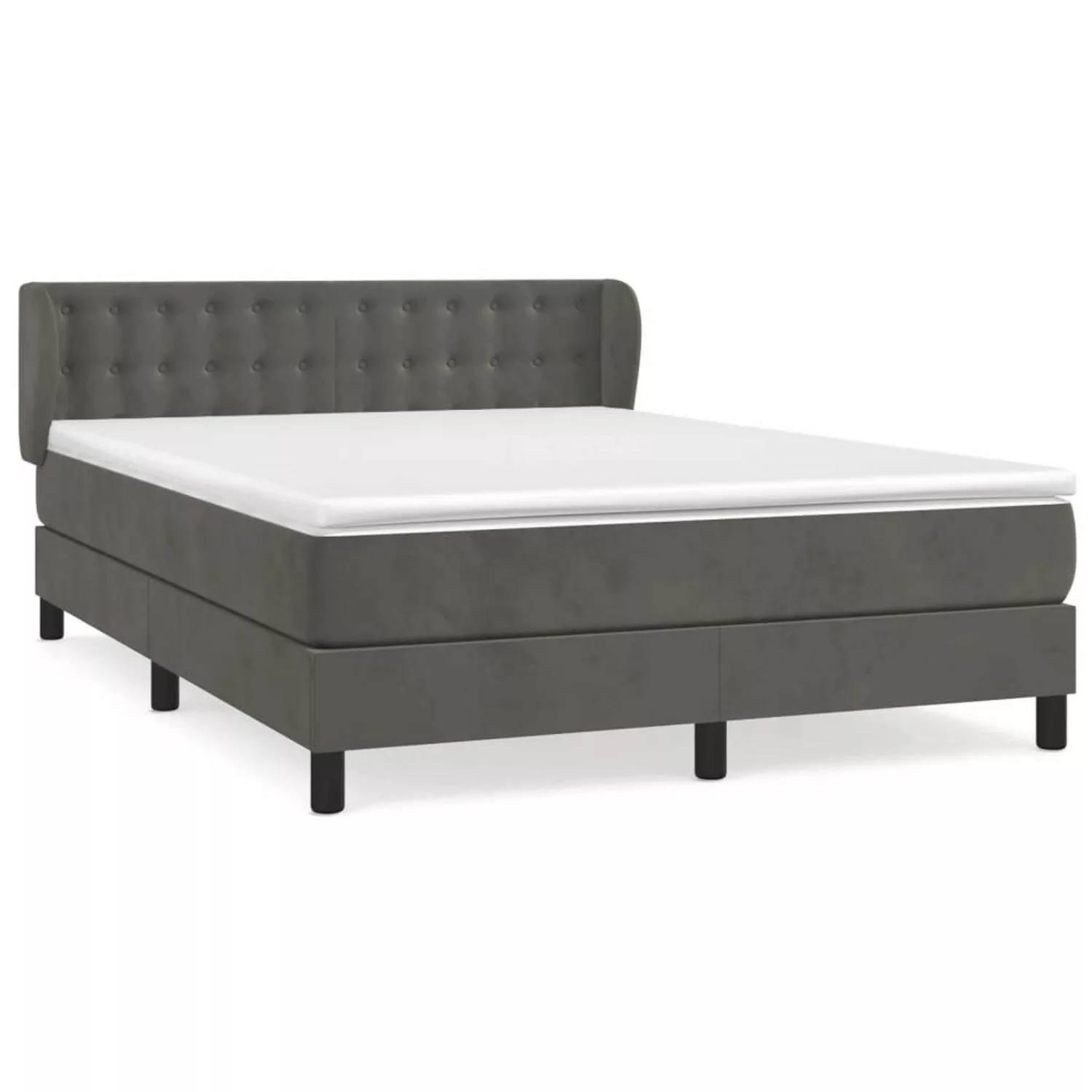 vidaXL Boxspringbett Boxspringbett mit Matratze Dunkelgrau 140x190 cm Samt günstig online kaufen