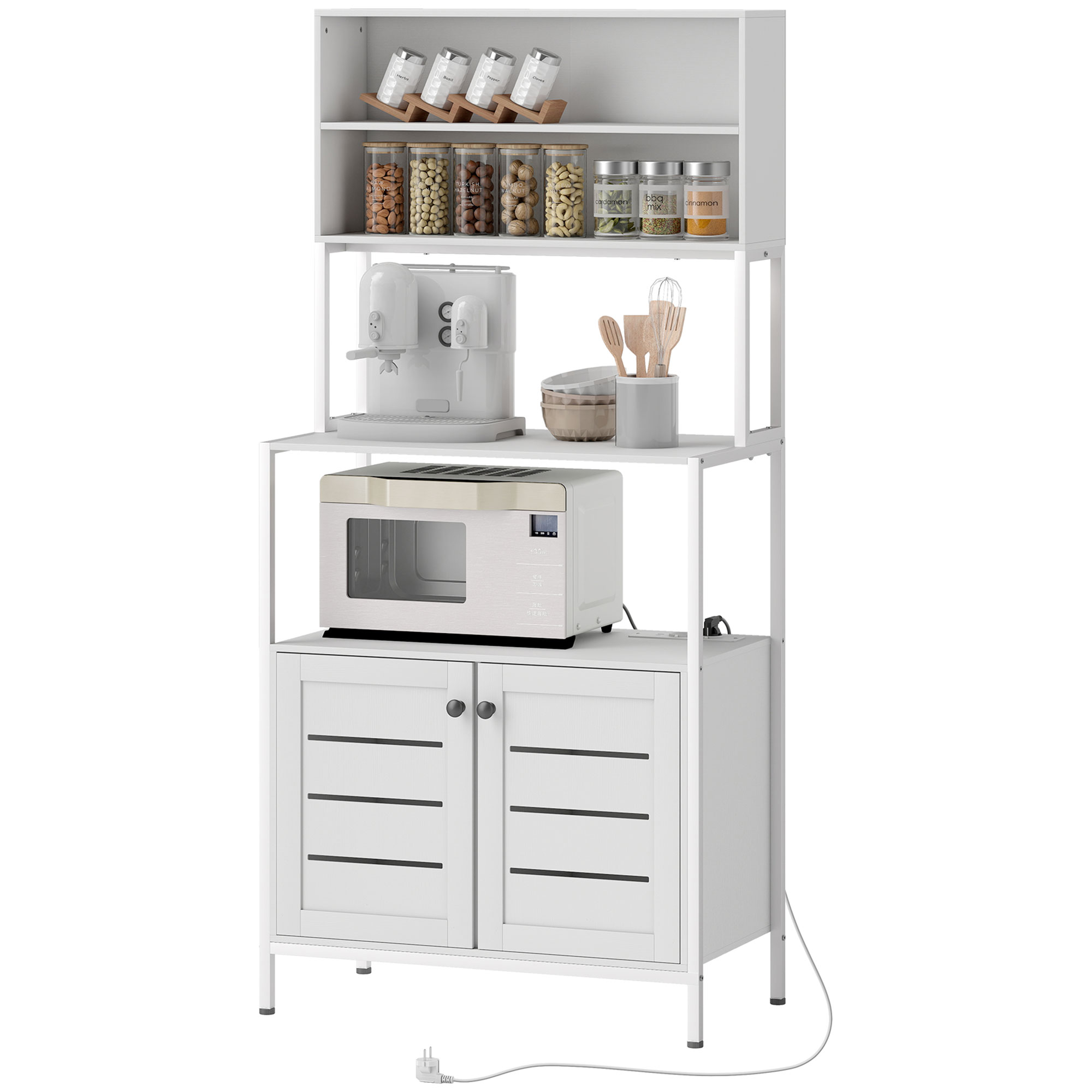 HOMCOM Küchenregal mit Steckdosenleiste, Mikrowellenschrank, moderne Küchen günstig online kaufen