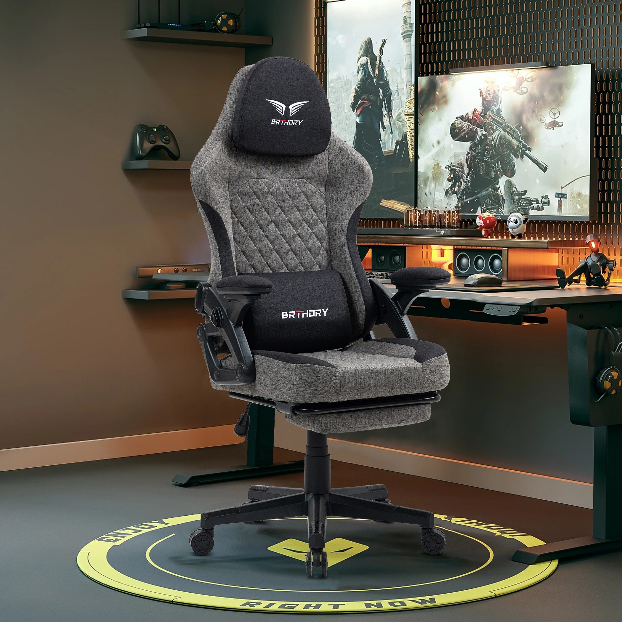 BRTHORY Gaming-Stuhl Rmit Verstellbare Kopfstütze Wippfunktion, günstig online kaufen