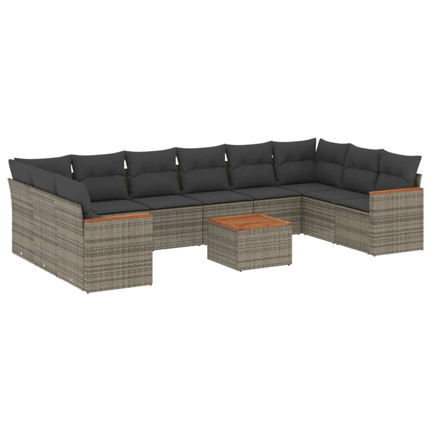 vidaXL 11-Tlg Garten-Sofagarnitur mit Kissen Grau Poly Rattan 3226333 günstig online kaufen