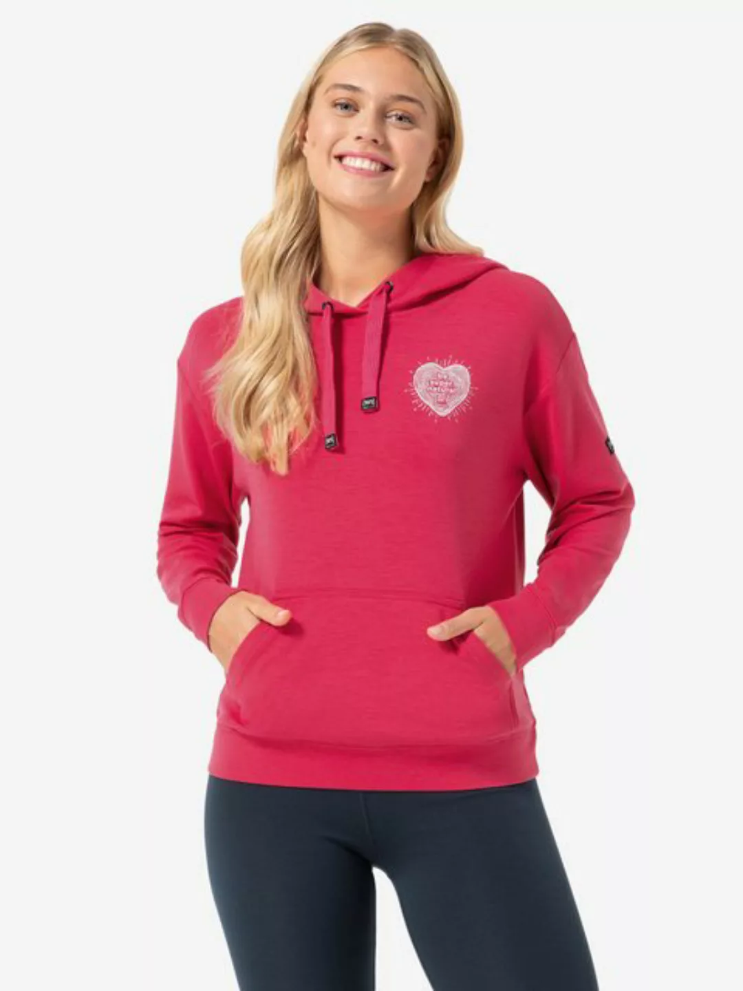 SUPER.NATURAL Hoodie für Damen, Merino LITTLE HEARTWOOD mit Herz Motiv günstig online kaufen