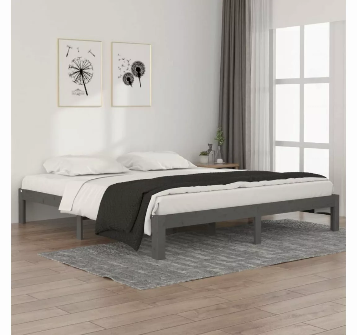 vidaXL Bett Massivholzbett Grau 180x200 cm günstig online kaufen