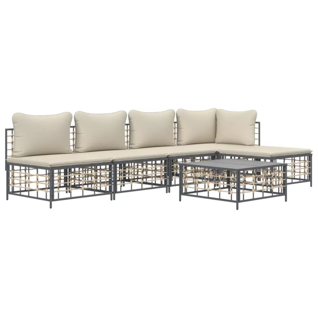 Vidaxl 6-tlg. Garten-lounge-set Mit Kissen Anthrazit Poly Rattan günstig online kaufen