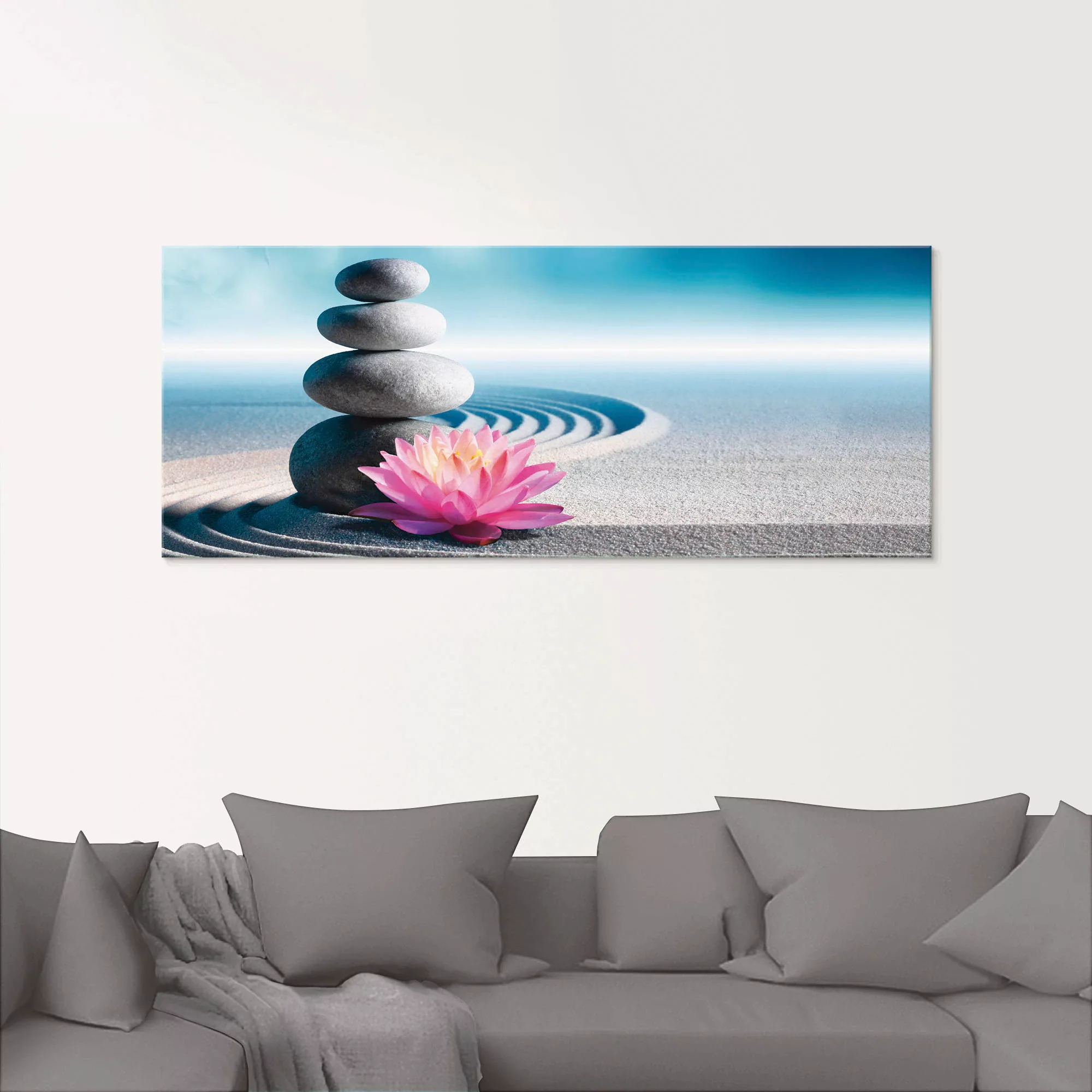 Artland Glasbild "Sand, Lilie und Spa-Steine in Zen-Garten", Zen, (1 St.) günstig online kaufen