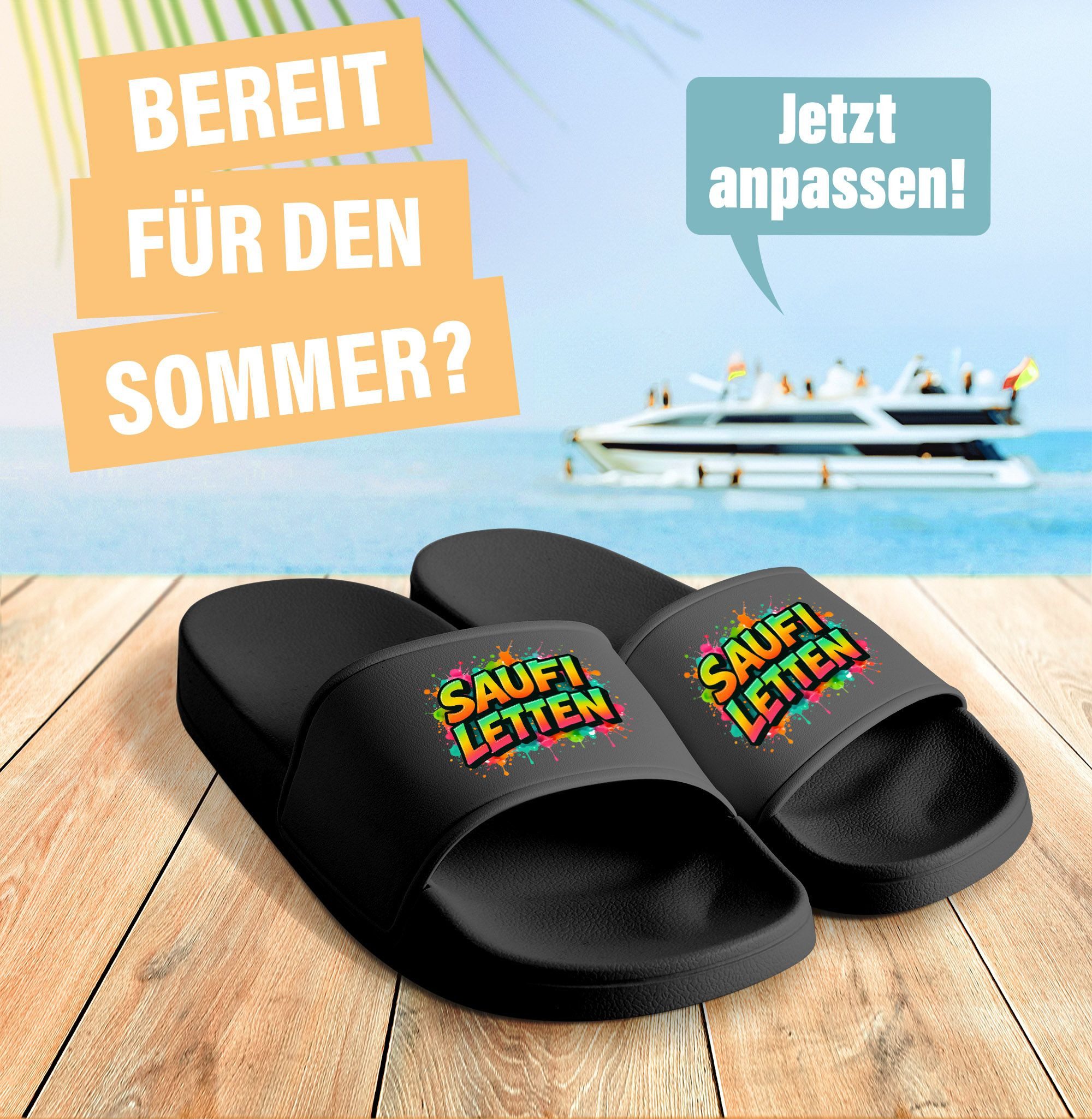 MoonWorks Badeschlappen Lustig Badelatschen mit Spruch günstig online kaufen