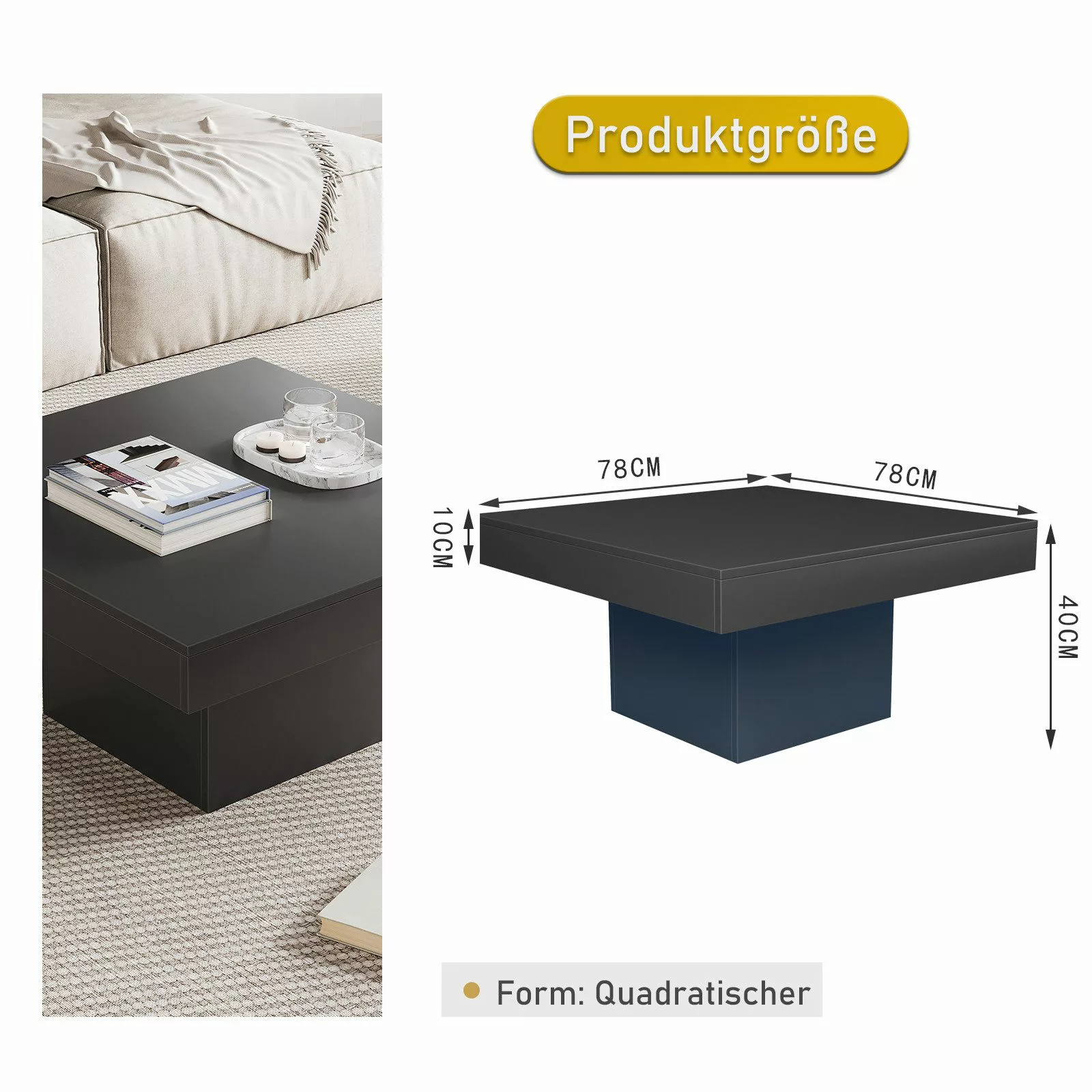 radelldar Couchtisch Wohnzimmertisch mit led beleuchtung günstig online kaufen