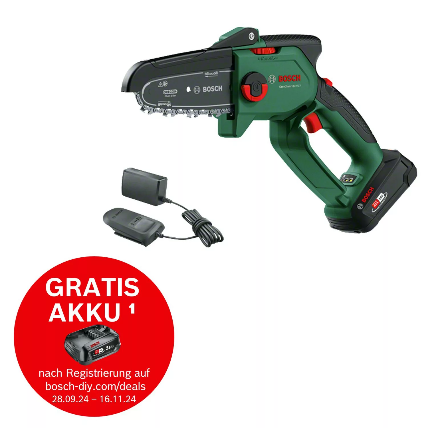 Bosch Akku-Gehölzschneider EasyChain 18 V-15-7 inkl. 2,5 Ah-Akku Ladegerät günstig online kaufen