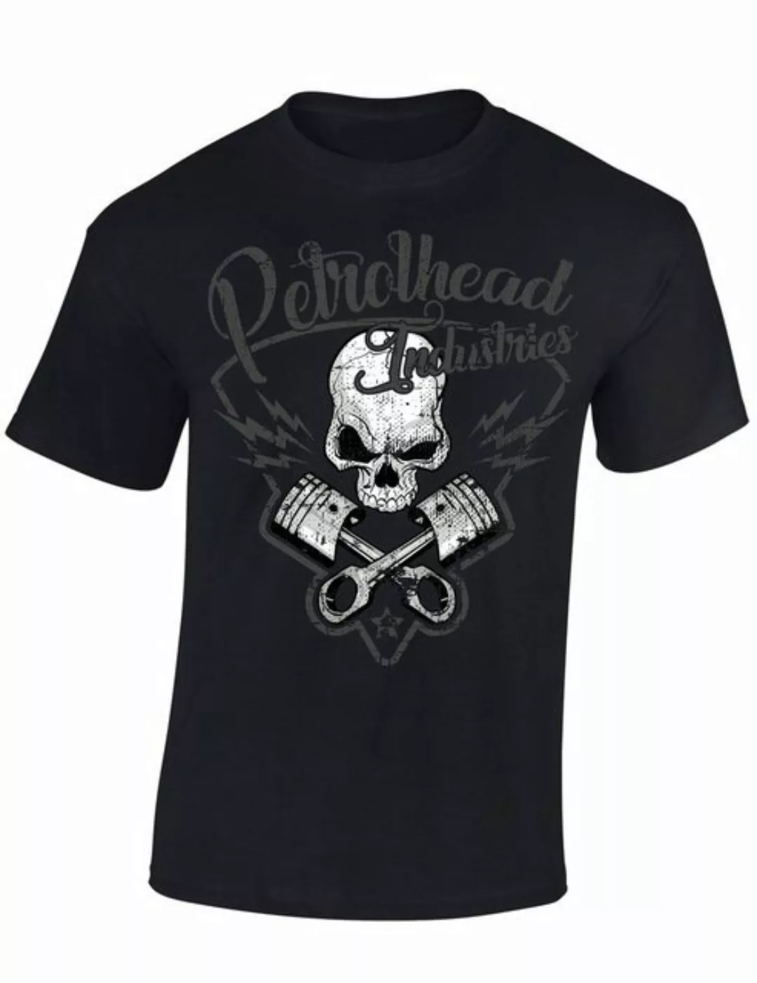 Baddery Print-Shirt Auto T-Shirt: "Skull & Pistons" - Motorsport Tuning Aut günstig online kaufen