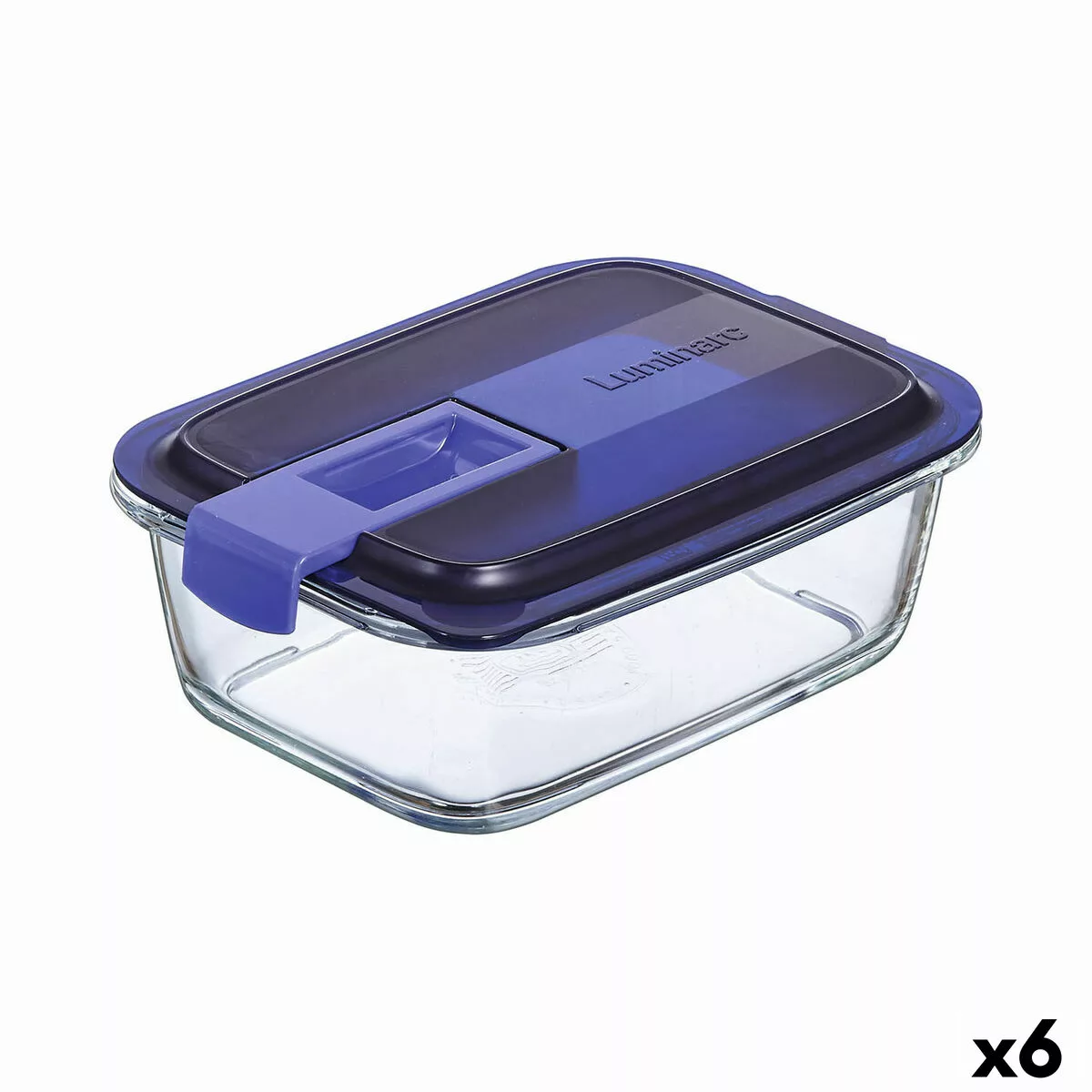 Lunchbox Hermetisch Luminarc Easy Box Blau Glas (6 Stück) (820 Ml) günstig online kaufen