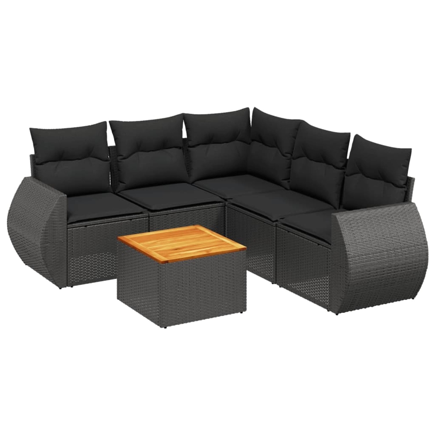 vidaXL 6-Tlg Garten-Sofagarnitur mit Kissen Schwarz Poly Rattan 3257329 günstig online kaufen