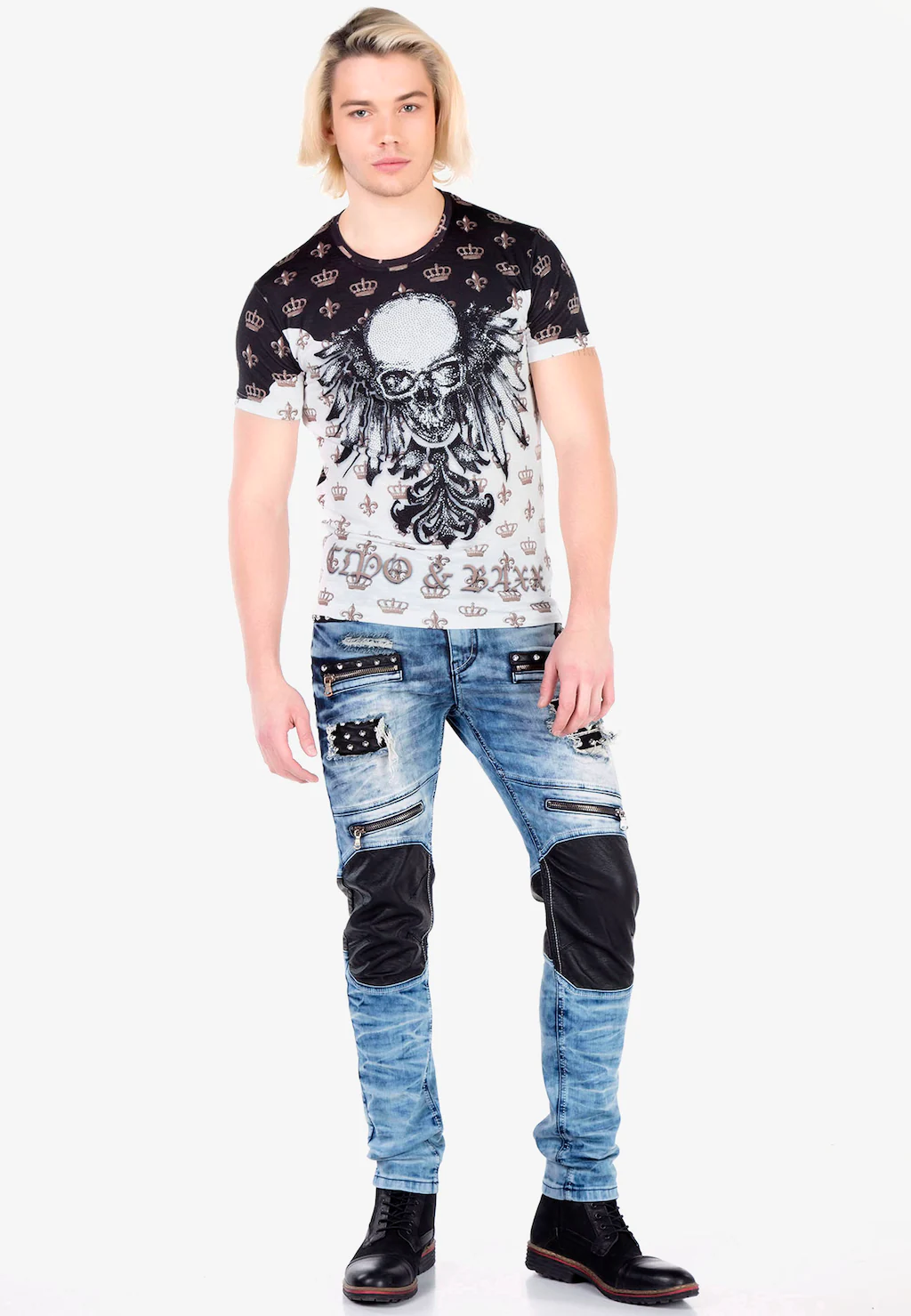 Cipo & Baxx Bequeme Jeans, mit Kunstlederapplikationen günstig online kaufen