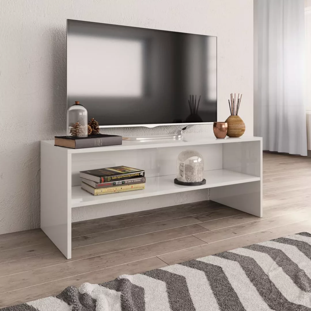 vidaXL TV-Schrank TV-Schrank Hochglanz-Weiß 100 x 40 x 40 cm Spanplatte Low günstig online kaufen