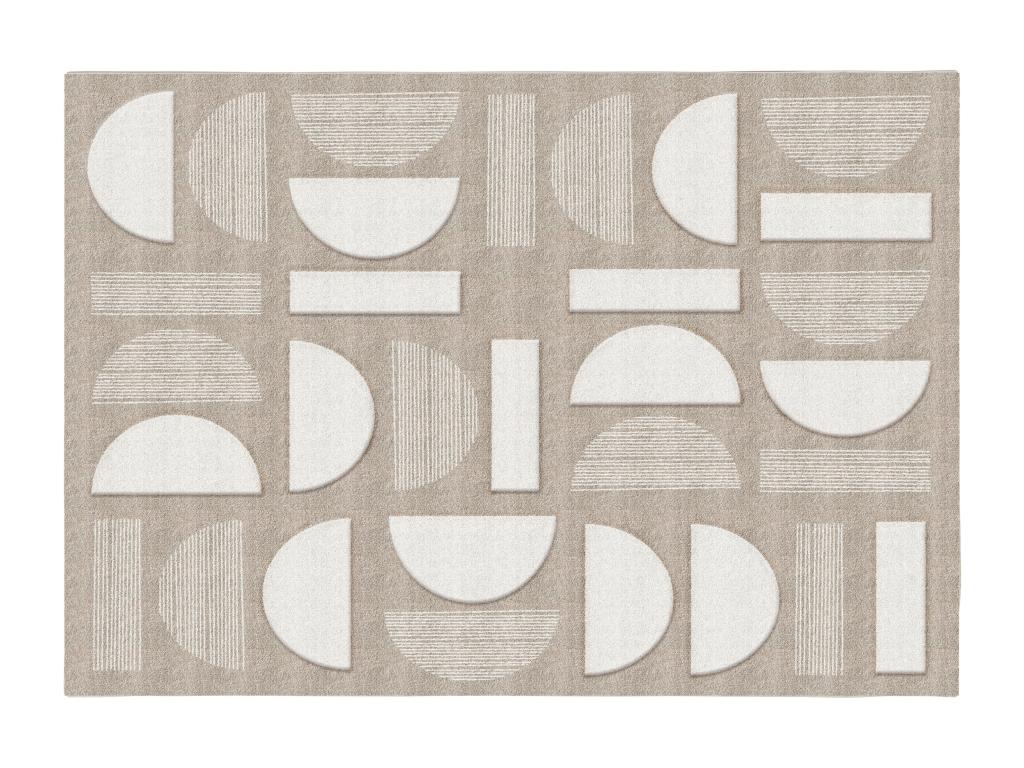Teppich mit geometrischen Formen - 160 x 230 cm - Grau und Beige - GRAFITA günstig online kaufen