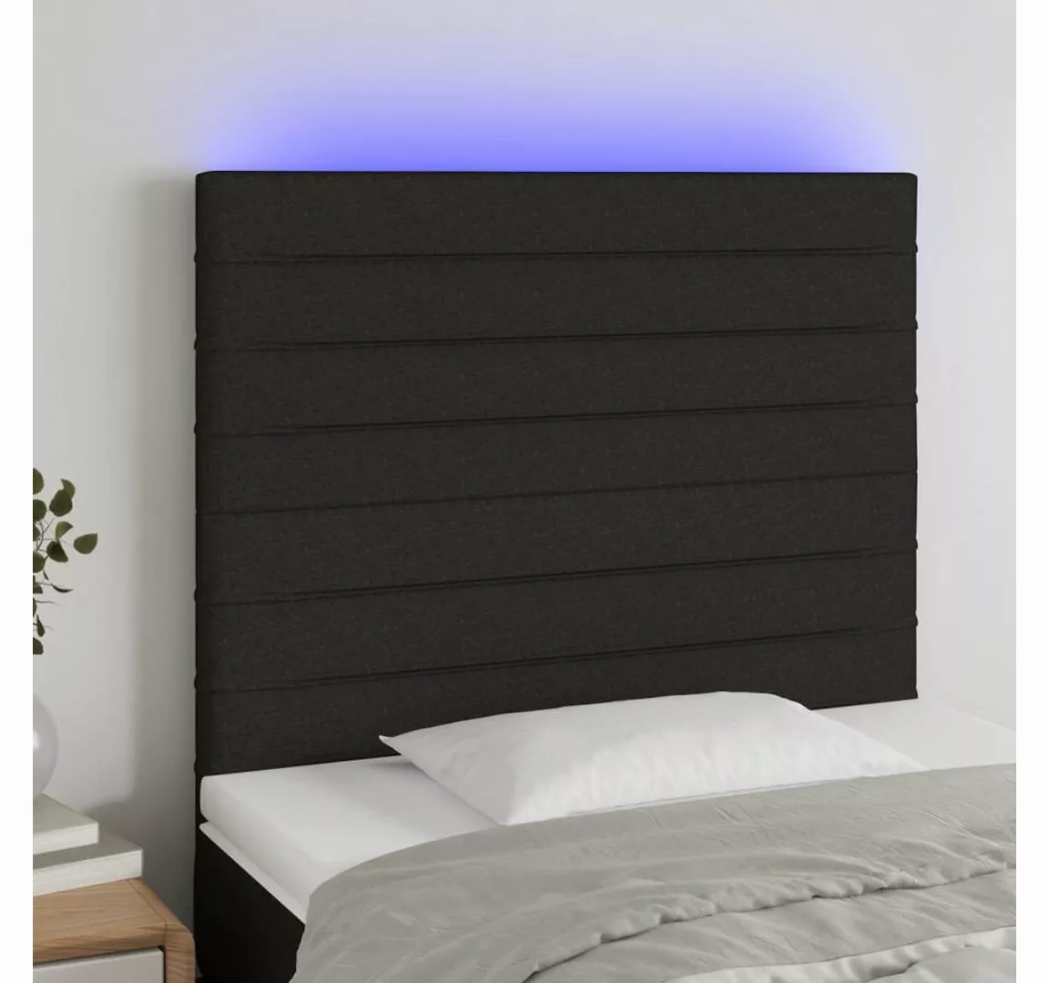 vidaXL Bett, LED Kopfteil Schwarz 80x5x118/128 cm Stoff günstig online kaufen