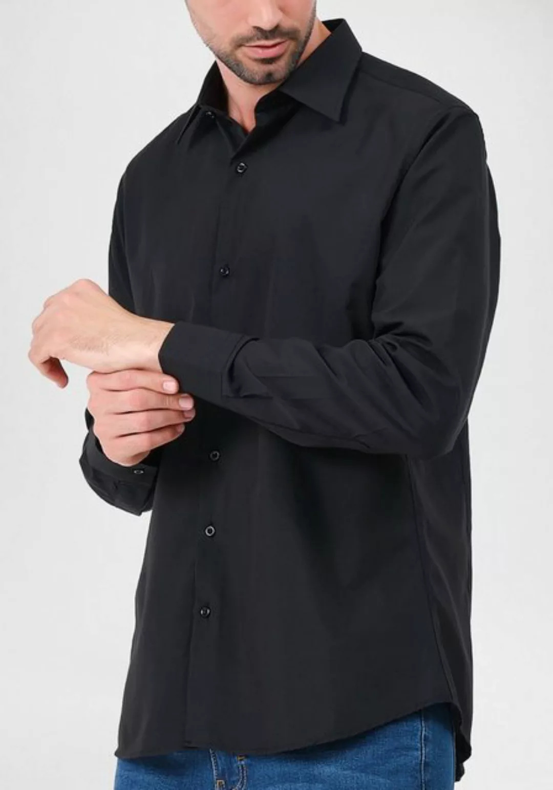 JEEL Langarmhemd Herren Hemd Langarm (1-tlg) Slim Fit günstig online kaufen