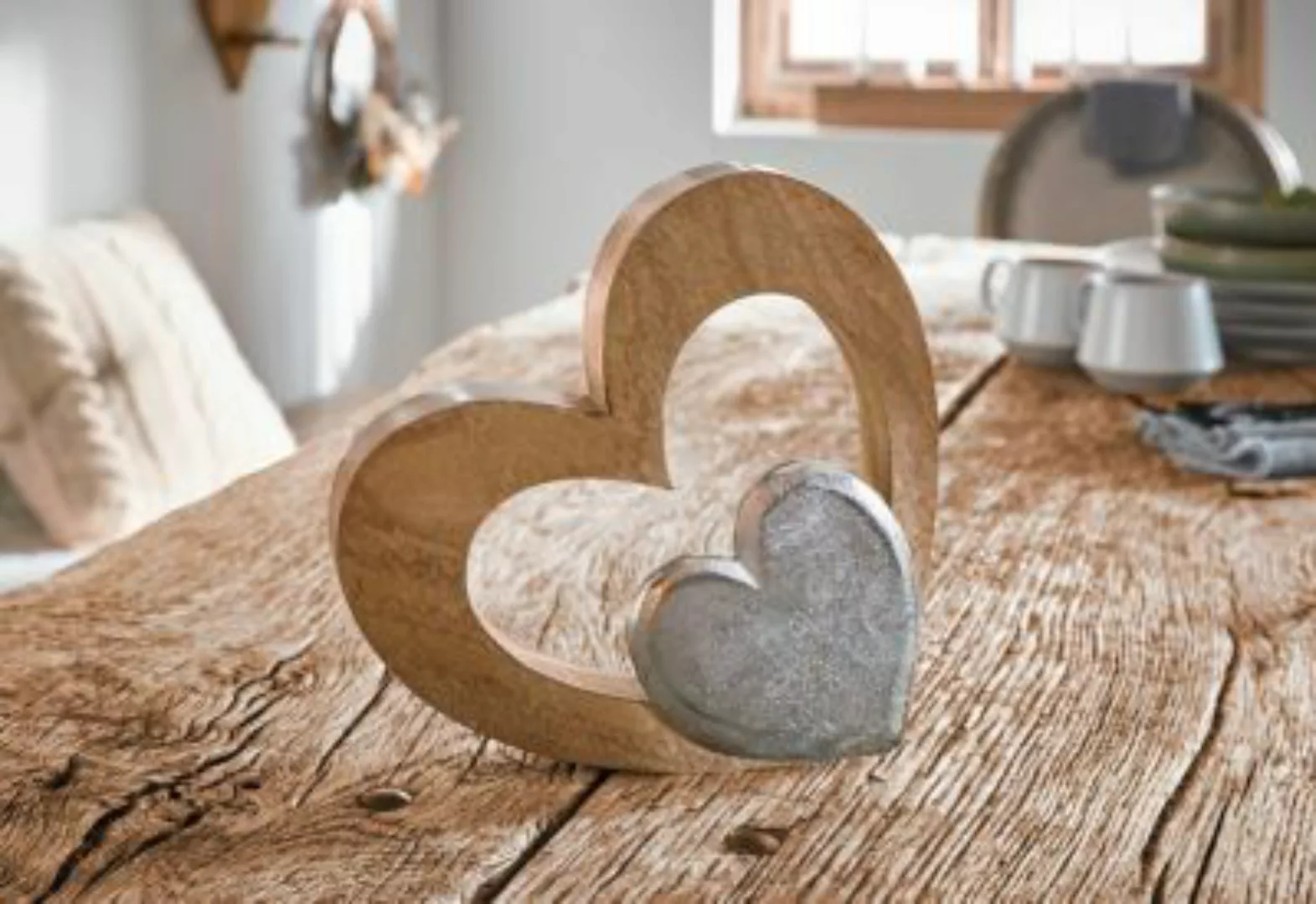 HOME Living Holzdeko Herz Dekoobjekte silber-kombi günstig online kaufen