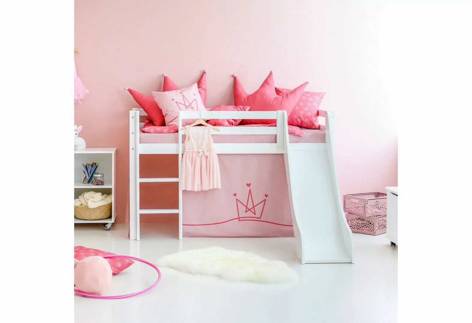 Hoppekids Hochbett ""Princess"", Rutsche & Vorhang Rosa und viel Auswahl günstig online kaufen