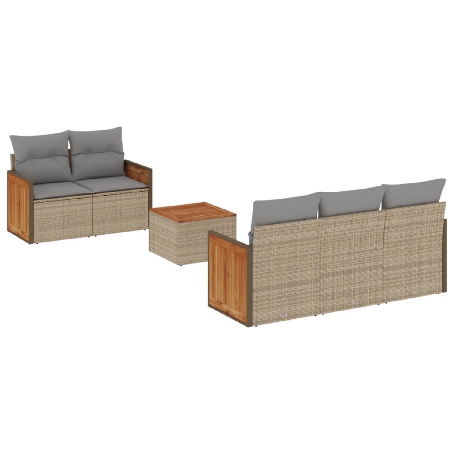 vidaXL 6-Tlg Garten-Sofagarnitur mit Kissen Beige Poly Rattan 3227466 günstig online kaufen
