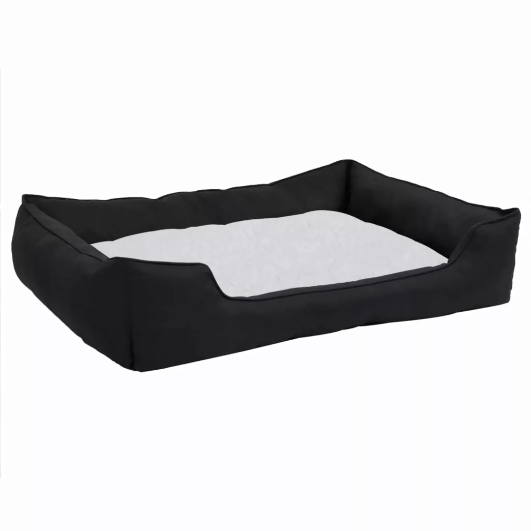 Hundebett Schwarz-weiß 85,5x70x23 Cm Fleece Leinenoptik günstig online kaufen