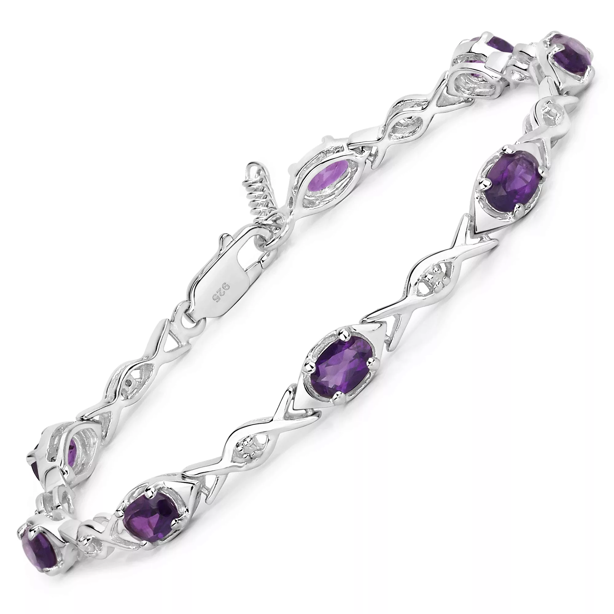 Vira Jewels Armband "925-Sterling Silber rhodiniert Glänzend Amethyst lila" günstig online kaufen