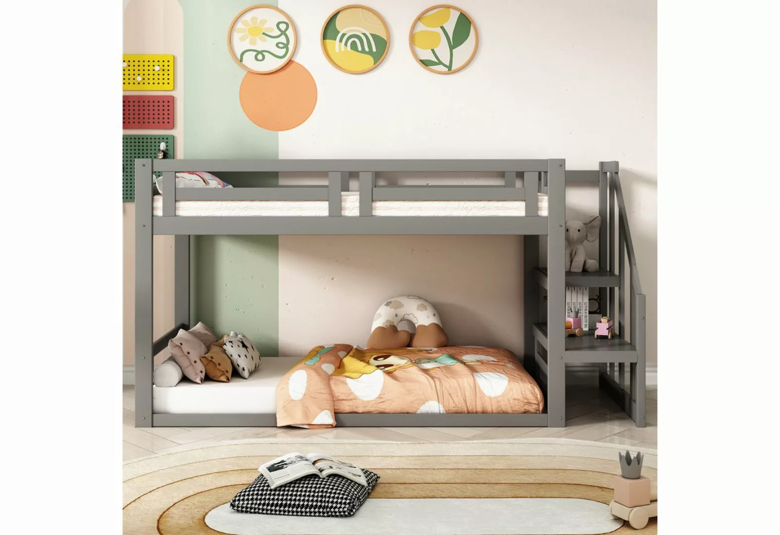 IDEASY Kinderbett Etagenbett, 90 x 200 cm, (niedriges Etagenbett mit Sicher günstig online kaufen