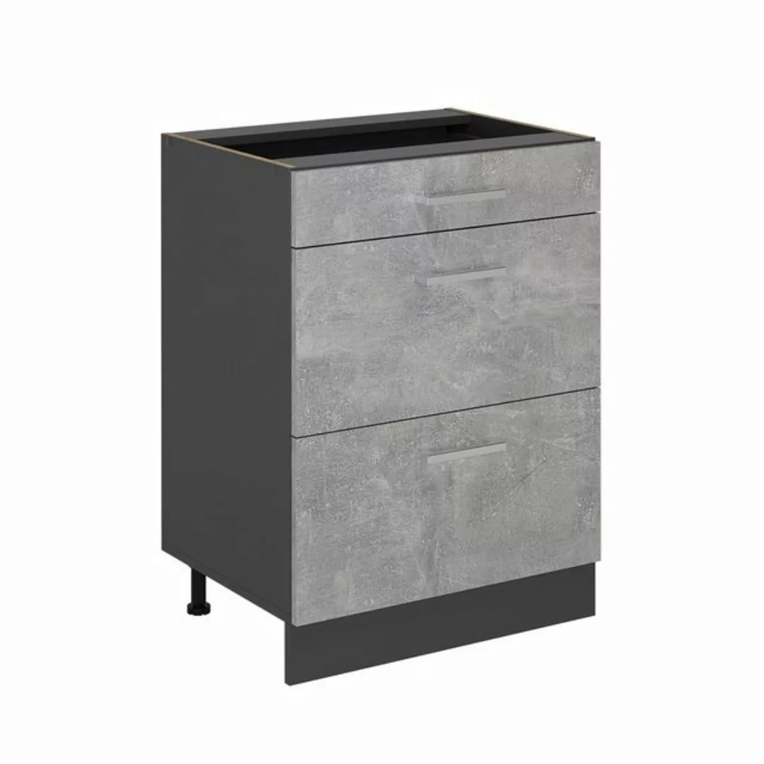 Vicco Unterschrank R-Line, Beton/Anthrazit, 60 cm mit Schubladen, ohne Arbe günstig online kaufen